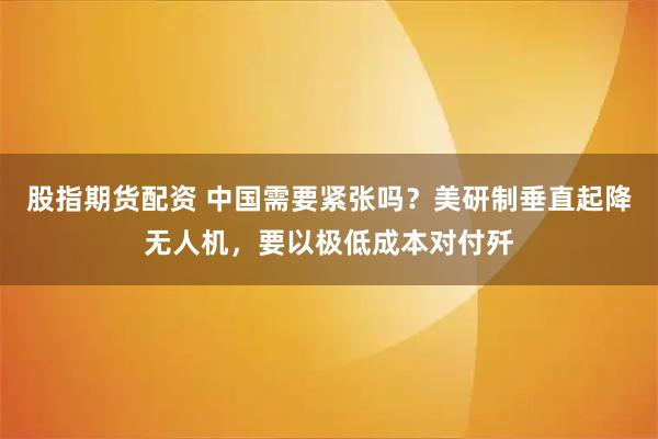 股指期货配资 中国需要紧张吗？美研制垂直起降无人机，要以极低成本对付歼